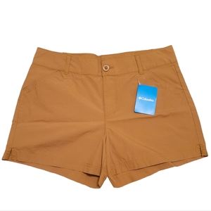 NWT COLUMBIA Women's Camel Brown Washed Out 4" Inseam Chino Shorts Regular Fit